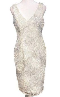 Adrianna Papell NWT Womens Ivory Party Cocktail Metallic Soutache