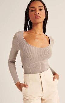 Abercrombie u0026 Fitch Scoopneck Corset Sweater Top Tan Size XS - $42 (30% Off  Retail) New With Tags - From Madison
