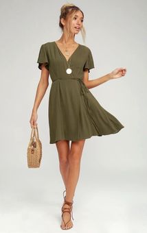 Lulus Harbor Point Olive Green Wrap ...