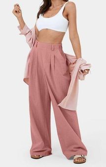 Halara High Waisted Pocket Wide Leg Palazzo Pants in Pink Rosette