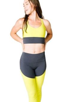 Zyia Active Neon Yellow Parallel Luxe High Rise 7/8 Tight Size 6