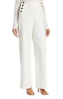 Alice + Olivia Ray High Waisted Off White Gold Button Wide Leg