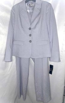 LE SUIT Women 2PC Light Gray Polyester Rayon Spandex Lined Pant Suit Size 8