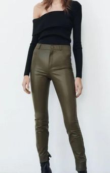 ZARA Olive Green Faux Leather Leggings Size L - $21 (47% Off Retail) - From  Ahdree