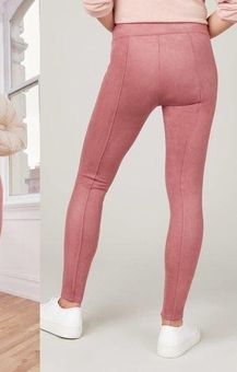 Spanx Faux Suede Leggings Rich Pink Tan MSRP $128 NWT Slimming