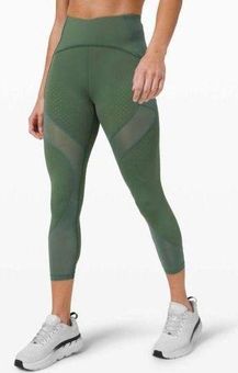 Lululemon Uncovered Strength High-Rise Algae Green Mesh Cut-Outs Olive  Tights 4 - $40 - From Shop