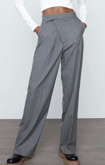 Zara asymmetric grey wide leg trousers - new