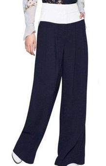 Joie Analina Trouser Pants Navy & White High Waisted Business Wide