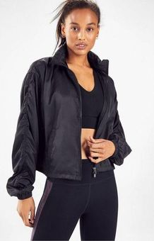 Fabletics Adriana Woven Boxy Lightweight Hooded Windbreaker Jacket Size XL  Black - $18 - From Christine