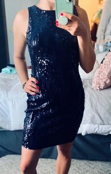 macy's blue sequin dress