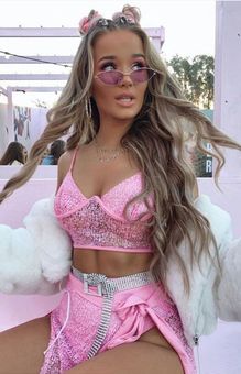 shania festival skirt pink glitter