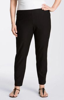New Eileen Fisher Black Washable Stretch Crepe Straight Leg Pant
