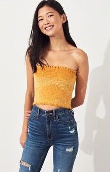 Yellow tube top hollister sale