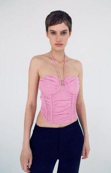 Zara Tulle Corset Top in Pink, Women's Fashion, Tops, Blouses on