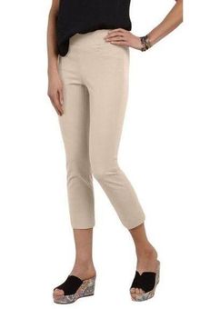 Soft Surroundings Tan Superla Stretch Pull-On Straight Leg Crop Pants Small