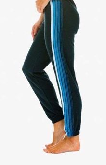 5 STRIPE SWEATPANTS - CHARCOAL // BLUE - Aviator Nation