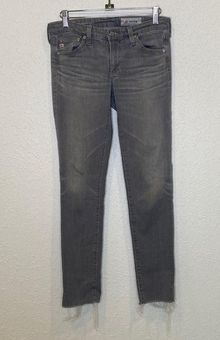 AG Adriano Goldschmied The Legging Ankle Gray Denim Jeans Raw Hem