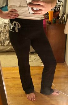 PINK Victoria's Secret, Pants & Jumpsuits, Pink Victorias Secret Slit  Wide Legged Yoga Pants Fold Over Size M