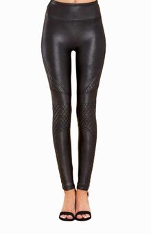 SPANX Faux Leather Quilted Leggings - Black