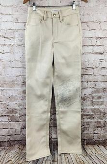 Good American Good Icon Faux Leather Pants in Bone Cream Size 2