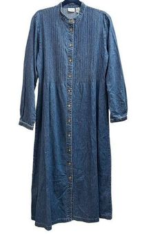 L.L.Bean Vintage Button Front Denim Dress Size 14 Regular GUC