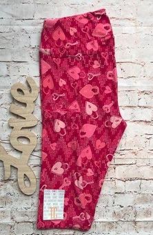 LuLaRoe Leggings Valentines Leggings Red & Pink Hearts TC