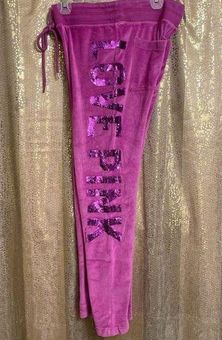 PINK - Victoria's Secret Vintage Pink Velour Sequin Bling Flare Lounge Pants,  Small - $67 - From Jessica