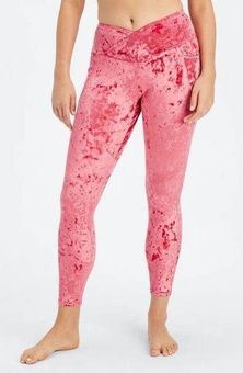 Fabletics NWT Crushed Velour Crossover Leggings Strawberry Red