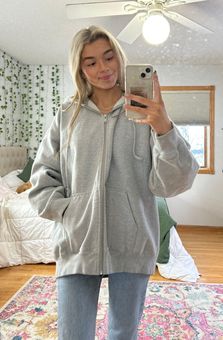 oversized gray zip up sweater hoodie, brandy melville christy hoodie look  alike