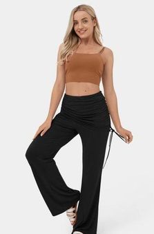 Halara NWT Mid Rise Ruched Drawstring Wide Leg Dance Pants Size XS Black -  $22 New With Tags - From Caitlin