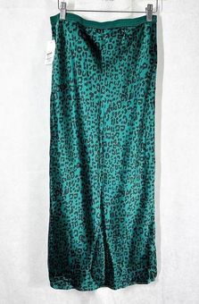 Cami NYC Jessica Emerald Leopard Maxi Silk Skirt Size Medium