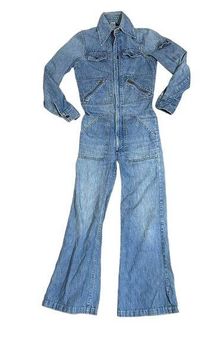 Vintage 1970's Bell Bottoms overalls, White Bib Overalls