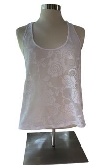 Fabletics tank top sheer mesh floral look racerback style size medium White  - $18 - From Meacy