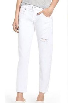 AGOLDE Isabel Slim Boyfriend Ankle White Distressed Jean Size 27