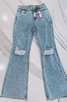 Denim Ripped Flares - Cider