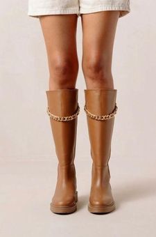 Anthropologie Alohas Black Leather Pier Boots With Chain Size 37