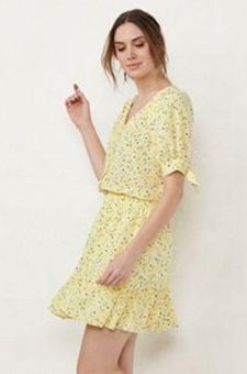 LC Lauren Conrad yellow fleur floral button front blouse size small - $35 -  From Gina