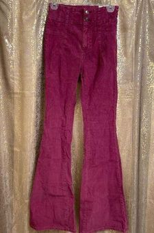 Free People Magenta Pink Jayde Cord High Rise Flare Corduroy Pants, 26 NWT  Size 4 - $50 New With Tags - From Jessica