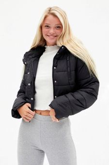 La hearts black hooded puffer jacket clearance