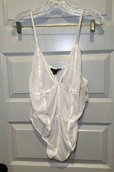 Ashley Stewart NWT White Sheer Mesh V Neck Bodysuit size 3X - $35 New With  Tags - From Hayley