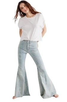 Free People Just Float On Flare Jeans in Indigo