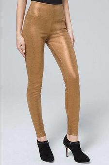 White House  Black Market Bronze Snake Foil Print Runway Leggings