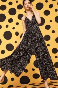 Anthropologie Maeve Finley Polka Dot Jumpsuit Black Size 0 75