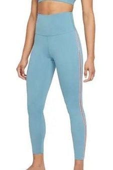 Nike Yoga 7/8 blue crochet edge dri-fit leggings XS NWT - $52 New