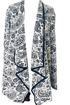 Slinky Brand Women's Open Front Cardigan Long Sleeve Black/White