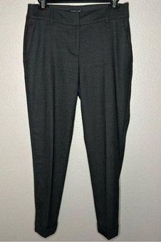 Eileen Fisher gray wool pleated cuffed hem dress pants trousers