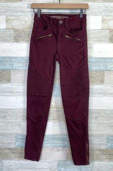 uddybe Male Vant til American Eagle Moto Ankle Zip Hi Rise Jegging Skinny Jeans Red Womens 0  Long 0L - $27 - From Nathena