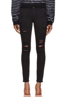 Le Skinny De Jeanne Leather Pant in Washed Black – FRAME