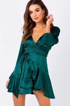 Loraline Ruffle Dress Emerald Green 