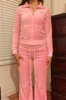 Juicy Couture Tracksuit Set Hot Pink Jacket Pants Snap On Back Pockets  Medium